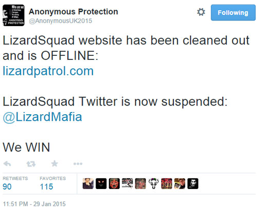 Lizard Squad bị Anonymous "hỏi thăm"