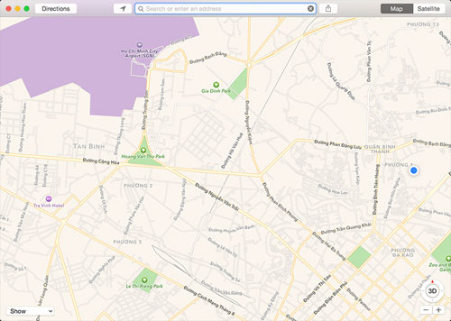 Giao diện Apple Maps trên máy tính Giao diện Apple Maps trên máy tính