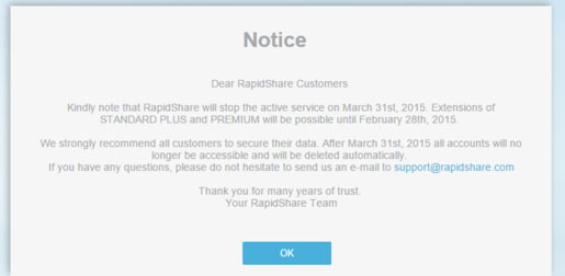 RapidShare sẽ dừng hoạt động vào ngày 31/3