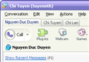 Chat tab trong Yahoo Messenger