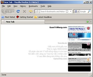 Tính năng Blank Tab mới trong Firefox 3.1
