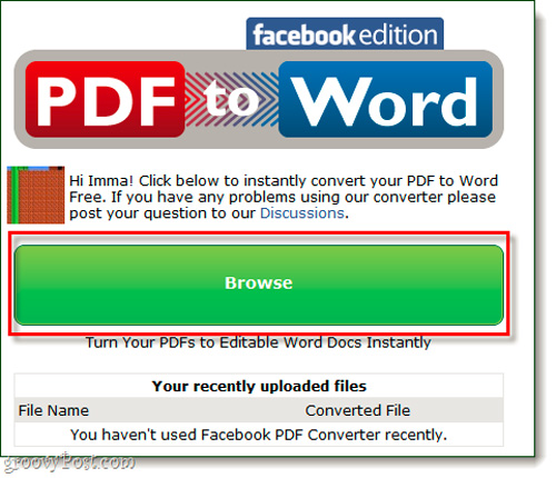 Chuyển đổi định dạng PDF thành Docs với Facebook App