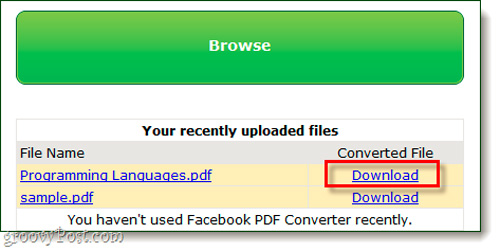 Chuyển đổi định dạng PDF thành Docs với Facebook App