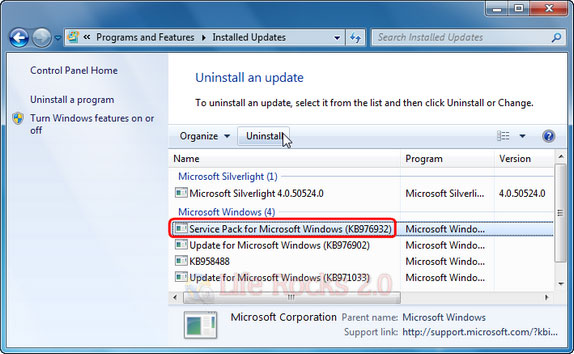 Cài đặt & Gỡ bỏ Service Pack 1 trên Windows 7