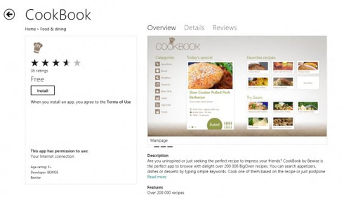 Ứng dụng CookBook cung cấp công thức chế biến của hơn 200.000 món ăn.