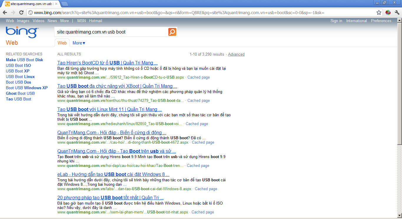 Tìm kiếm theo website