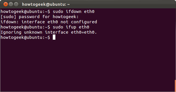 Lệnh ifdown cho ubuntu
