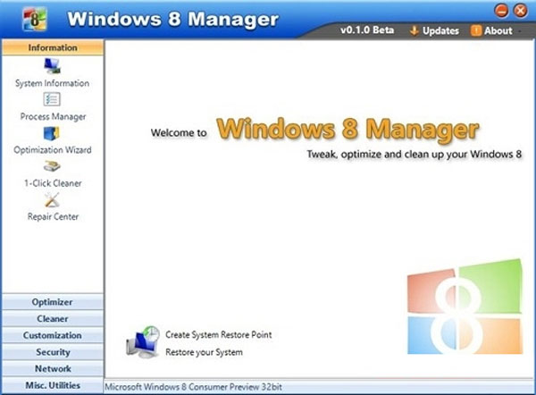 Tùy chỉnh và quản lí hệ thống trong Windows 8