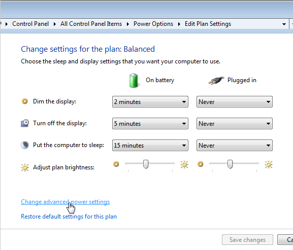 change advanced settings