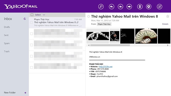 Phiên bản mới cho ứng dụng Yahoo Mail có số hiệu phiên bản là 1.2 Ứng dụng Yahoo Mail cho Windows 8 có bản cập nhật đầu tiên