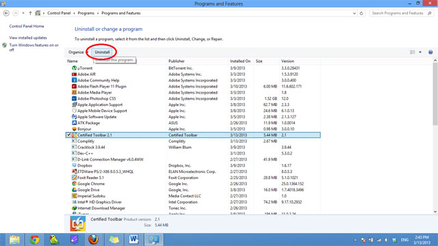 Cách gỡ bỏ Certified Toolbar, Ilivid Searchnu... khỏi trình duyệt