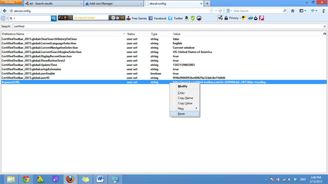 Cách gỡ bỏ Certified Toolbar, Ilivid Searchnu... khỏi trình duyệt