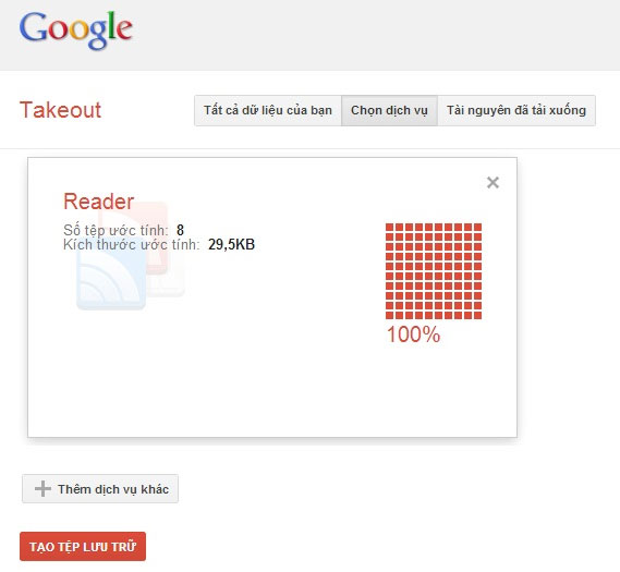Hướng dẫn sao lưu dữ liệu Google Reader Feeds