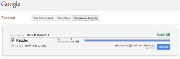 Hướng dẫn sao lưu dữ liệu Google Reader Feeds