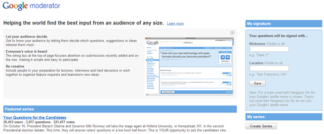 Google Moderator Google Moderator