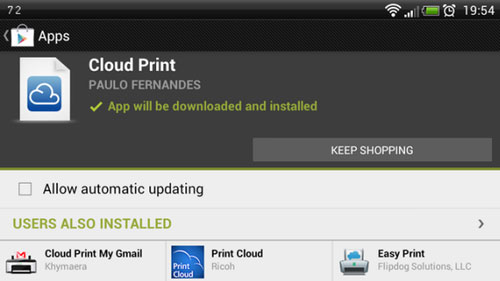 Cấu hình ứng dụng Cloud Print In từ xa bằng thiết bị Android