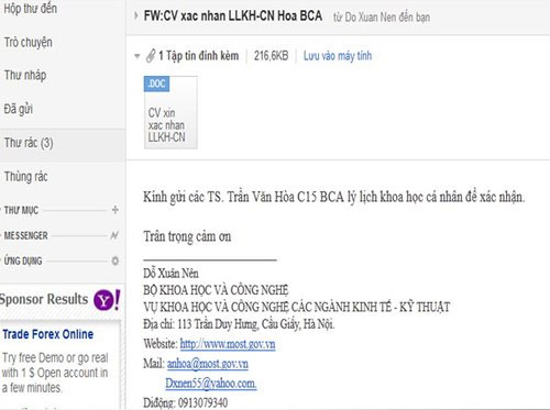 Email lừa đảo chuyển hướng theo kiểu gửi đích danh