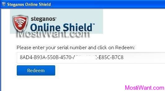 Nhập số serial Miễn phí 1 năm license Steganos Online Shield 365