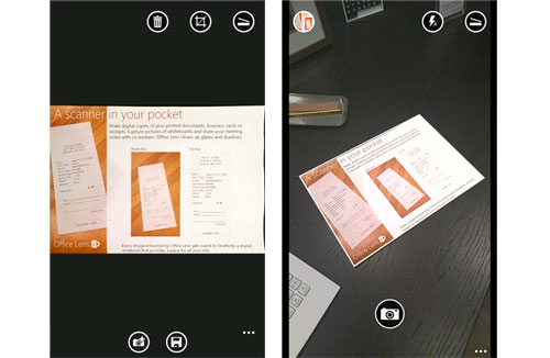 Giao diện của ứng dụng Office Lens Microsoft tung ứng dụng biến hình ảnh thành văn bản