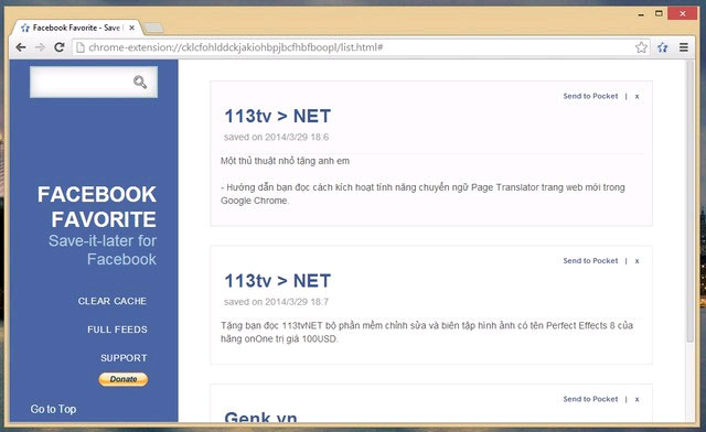 Xem thông tin trên Favorite Facebook Tạo danh sách bài viết yêu thích trên Facebook trong Chrome