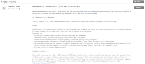Apple phát hành phiên bản Public Beta của OS X 10.10.3 với Photos