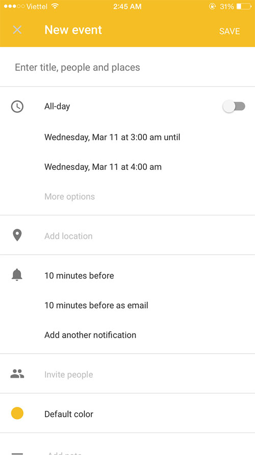 Google Calendar mới cho iPhone