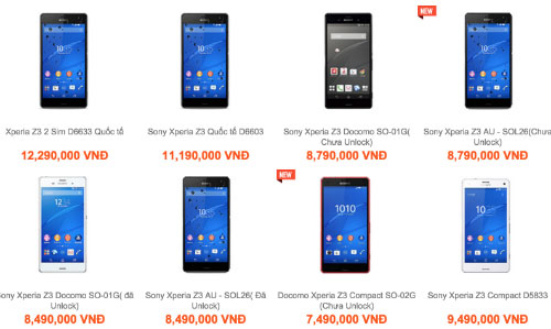 Giá bán khá rẻ của những chiếc Xperia Z3 hay Z3 Compact Giá bán khá rẻ của những chiếc Xperia Z3 hay Z3 Compact