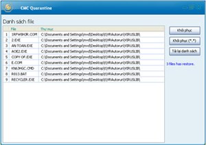 CMC Antivirus nâng cấp tính năng khôi phục file