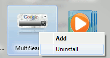 Chọn Uninstall để gỡ cài đặt Gadget