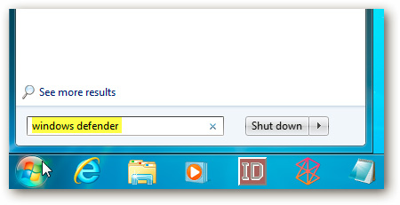Tìm Windows Defender trên Windows 7