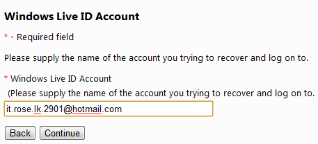 Khôi phục lại mật khẩu tài khoản Windows Live/Hotmail đã mất
