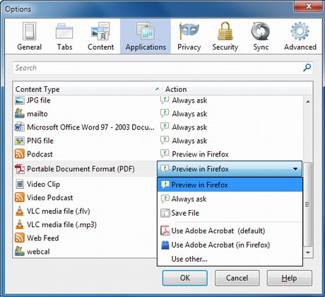 Thay đổi cách xem tệp tin PDF trong Firefox
