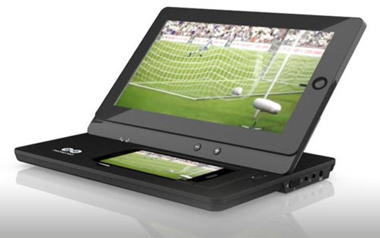 Di động sẽ được gắn ở phía dưới. Thiết bị biến điện thoại thành máy tính bảng