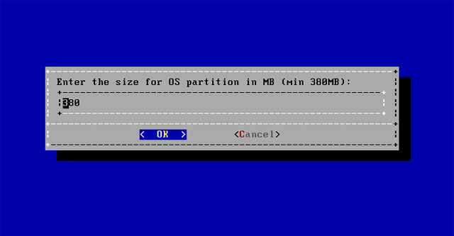 Với chế độ cài đặt “Full”, người dùng được quyền chọn dung lượng của phân vùng chứa HĐH NAS4Free (tối thiểu 380MB). Tự xây dựng hệ thống NAS đơn giản: Phần 2: Cài đặt