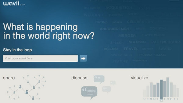 Giao diện của trang web Wavii. Google muốn thâu tóm ứng dụng đọc tin Wavii