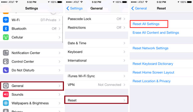 Thiết lập lại cài đặt thiết bị Làm mới lại thiết bị iOS
