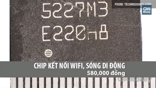 Chi phí sản xuất linh kiện wifi trên Galaxy S5 Chi phí sản xuất 1 chiếc Galaxy S5 chỉ khoảng 4 triệu đồng