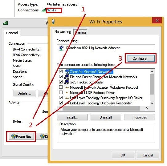 Khắc phục vấn đề WiFi không ổn định trên laptop cài Windows 8.1