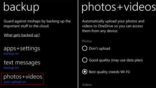 Cách tự động Upload ảnh và video lên OneDrive trên Windows Phone 8.1