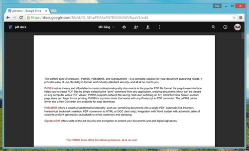 Chuyển đổi định dạng PDF sang các định dạng Office mà không dùng phần mềm