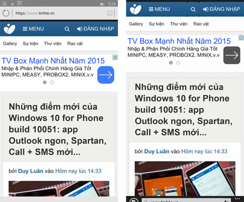 So sánh Spartan và Internet Explorer trên Windows 10 build 10051 So sánh Spartan và Internet Explorer trên Windows 10 build 10051
