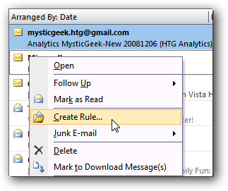 Create Rule trên Outlook 2010 và 2007