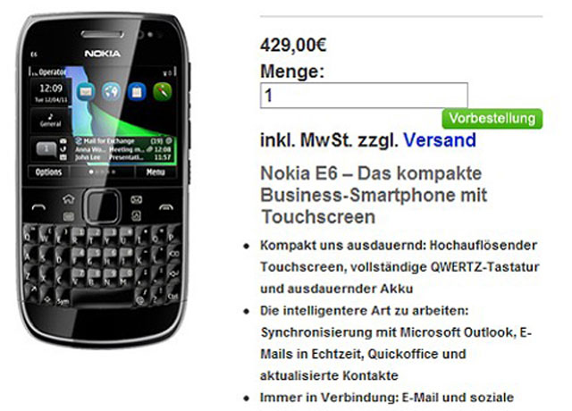 Nokia X7 và E6 cho đặt hàng với giá cao hơn thông báo