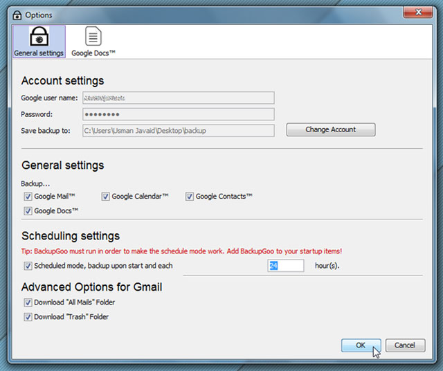 Sao lưu dữ liệu từ Gmail, Google Docs dễ dàng với BackupGoo