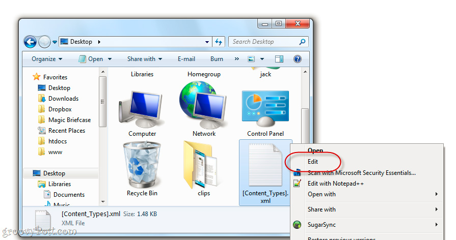 Khám phá file *.docx trong Windows 7