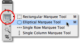 Chọn công cụ Elliptical Marquee Tool