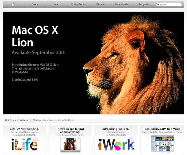 Mac OS X Lion chuẩn bị được phát hành trực tuyến