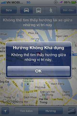 Google chặn tính năng dẫn đường ở VN