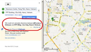 Google chặn tính năng dẫn đường ở VN