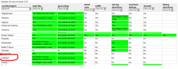 Google chặn tính năng dẫn đường ở VN